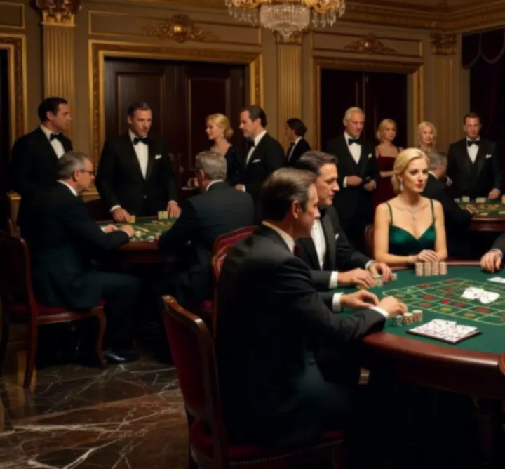Ekskluzywne kasyno Monte Carlo z eleganckimi stołami i krupierami