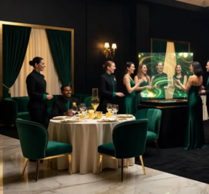 Goście bawiący się przy stołach gier podczas eleganckiego eventu